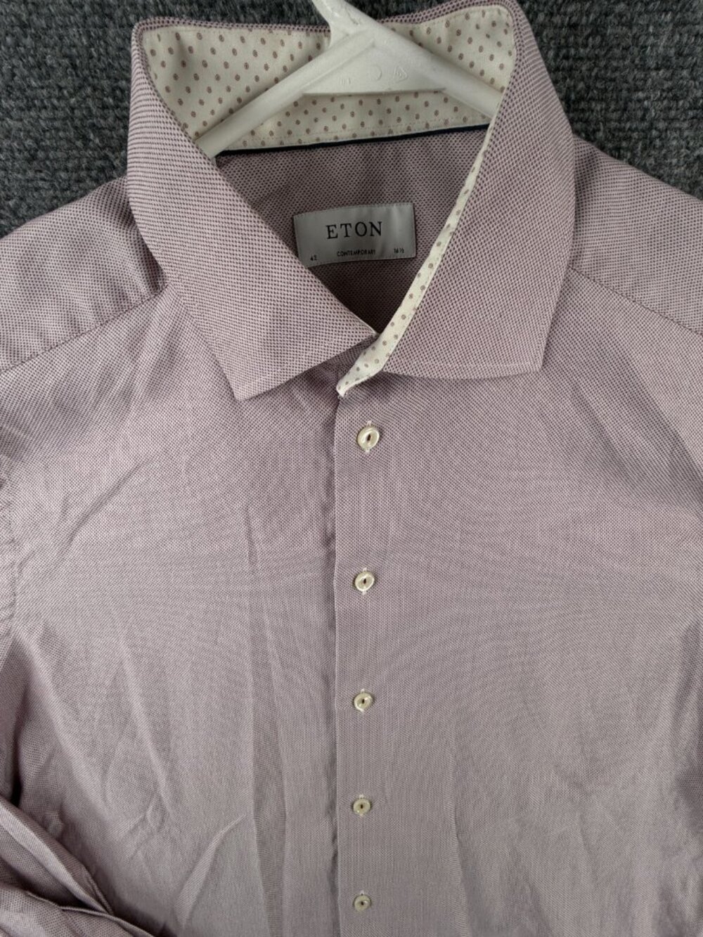 Eton Signature Twill Contemporary Red Check 16.5 Long Sleeve Button Up Cotton